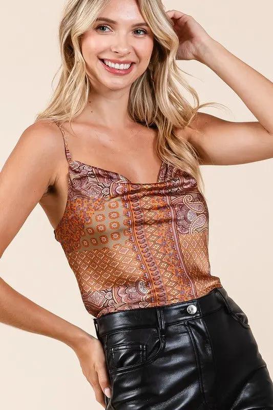 Mittoshop Paisley Patchwork Print Satin Cowl Neck Cami - Love Salve
